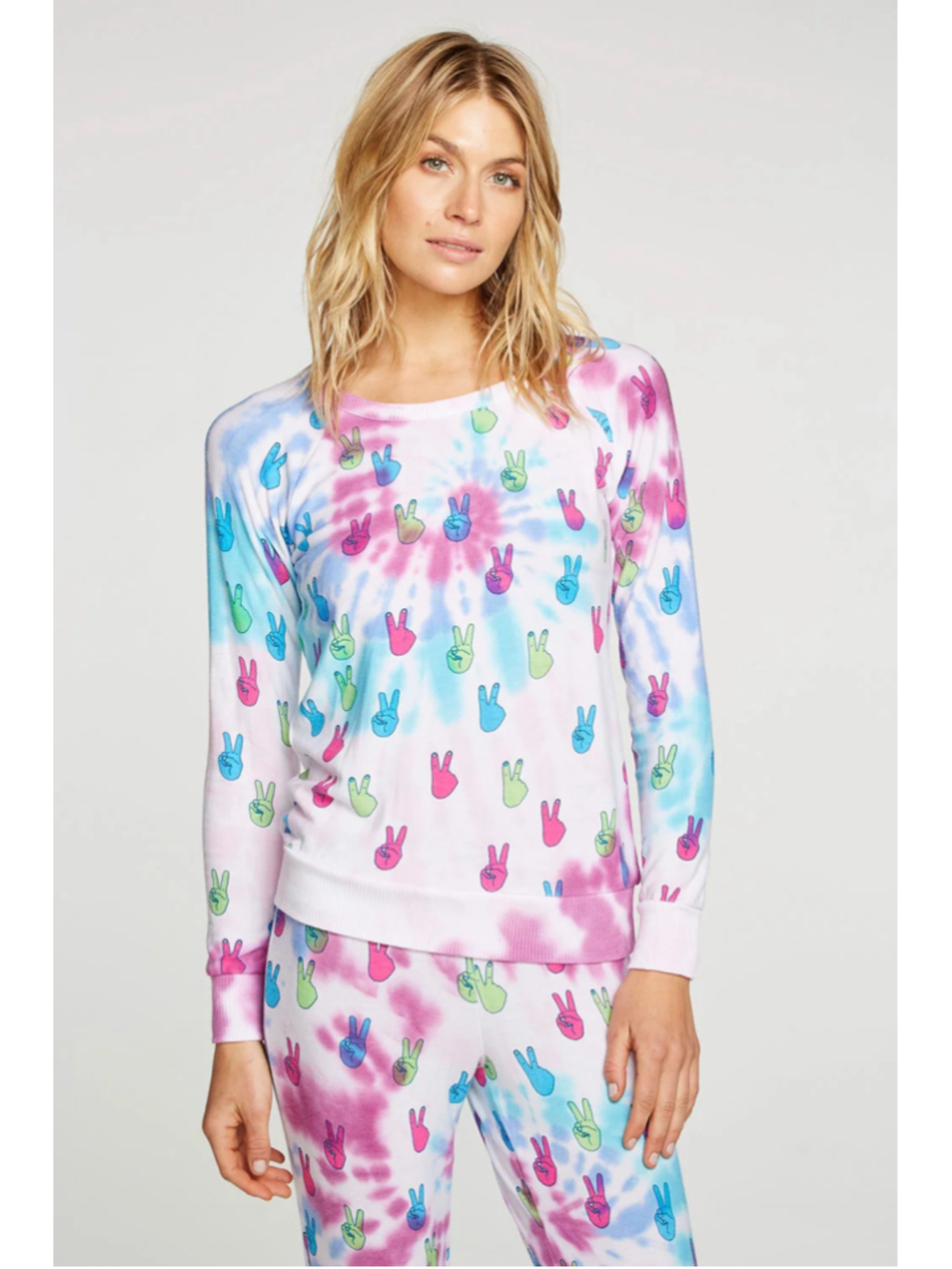 Women's Chaser Tie Dye Peace Out Pullover Sz Medium